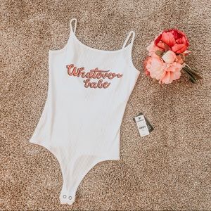 White ribbed bodysuit from Express, new with tags